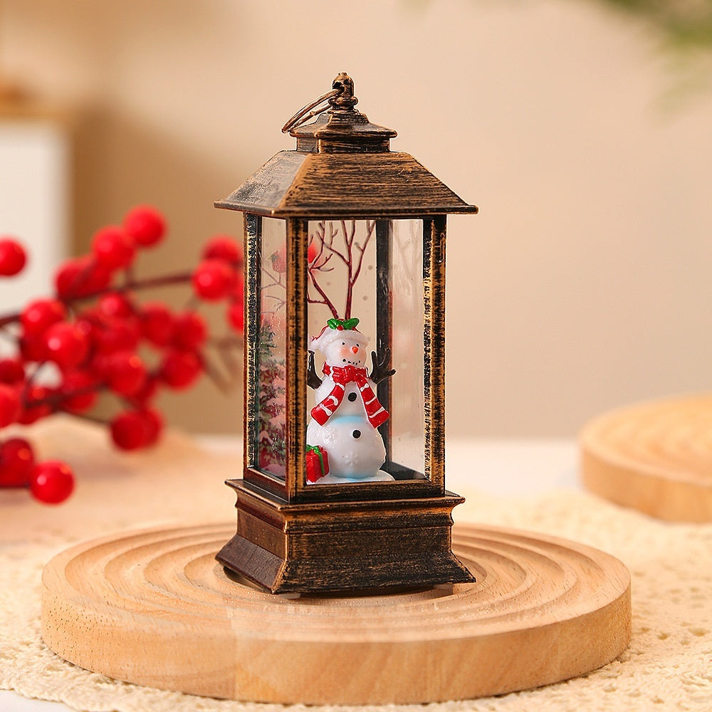 Christmas Portable Oil Lamp Santa Claus LED Night Lights Battery Powered Indoor Outdoor Hanging Lanterns Festive Party Decoration