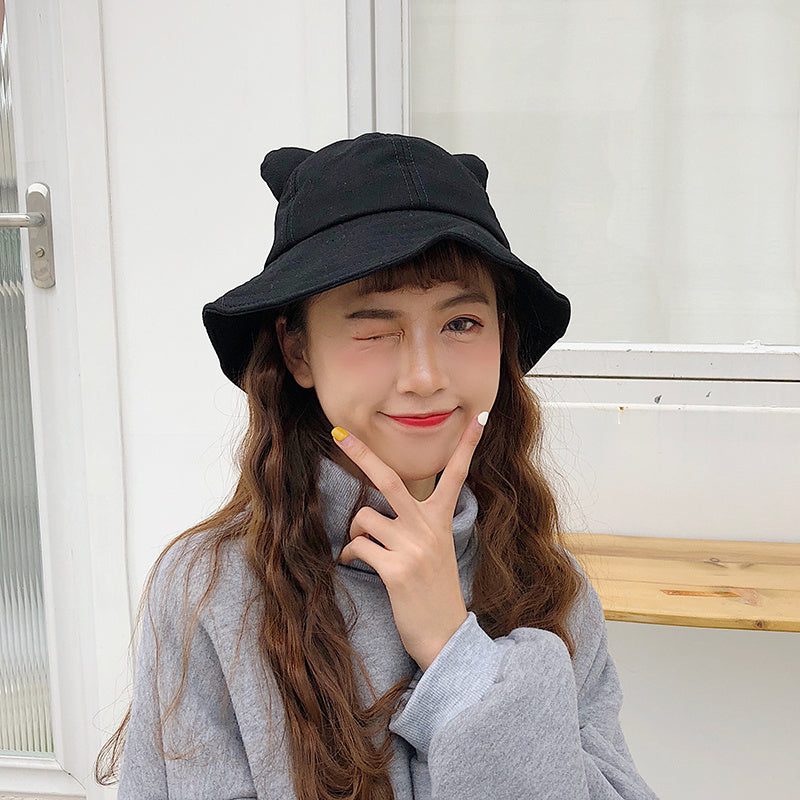 Cute Cat Ears Small Tail Fisherman Hat Women's Korean Style All-match