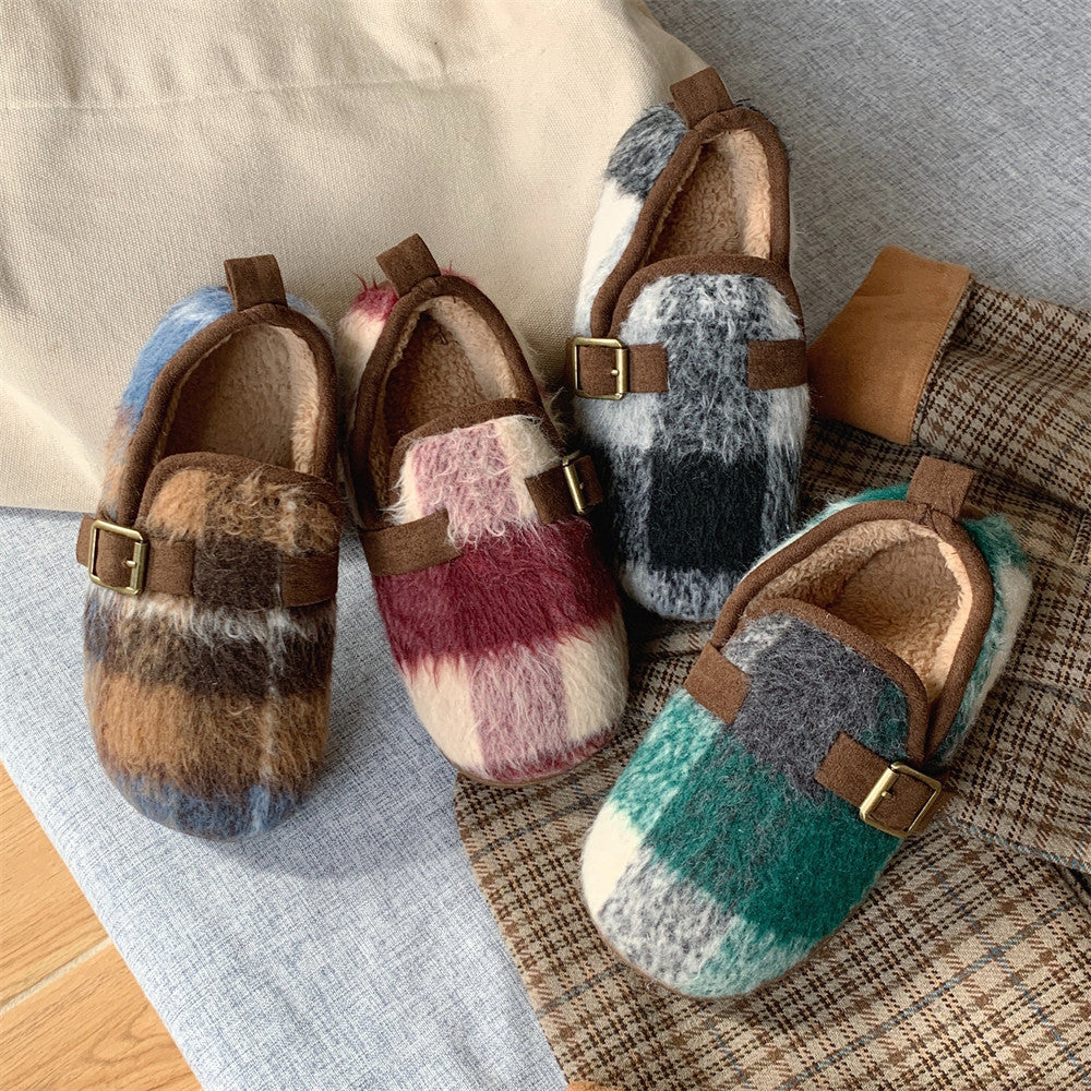 Women's Retro Plaid Cotton Slippers