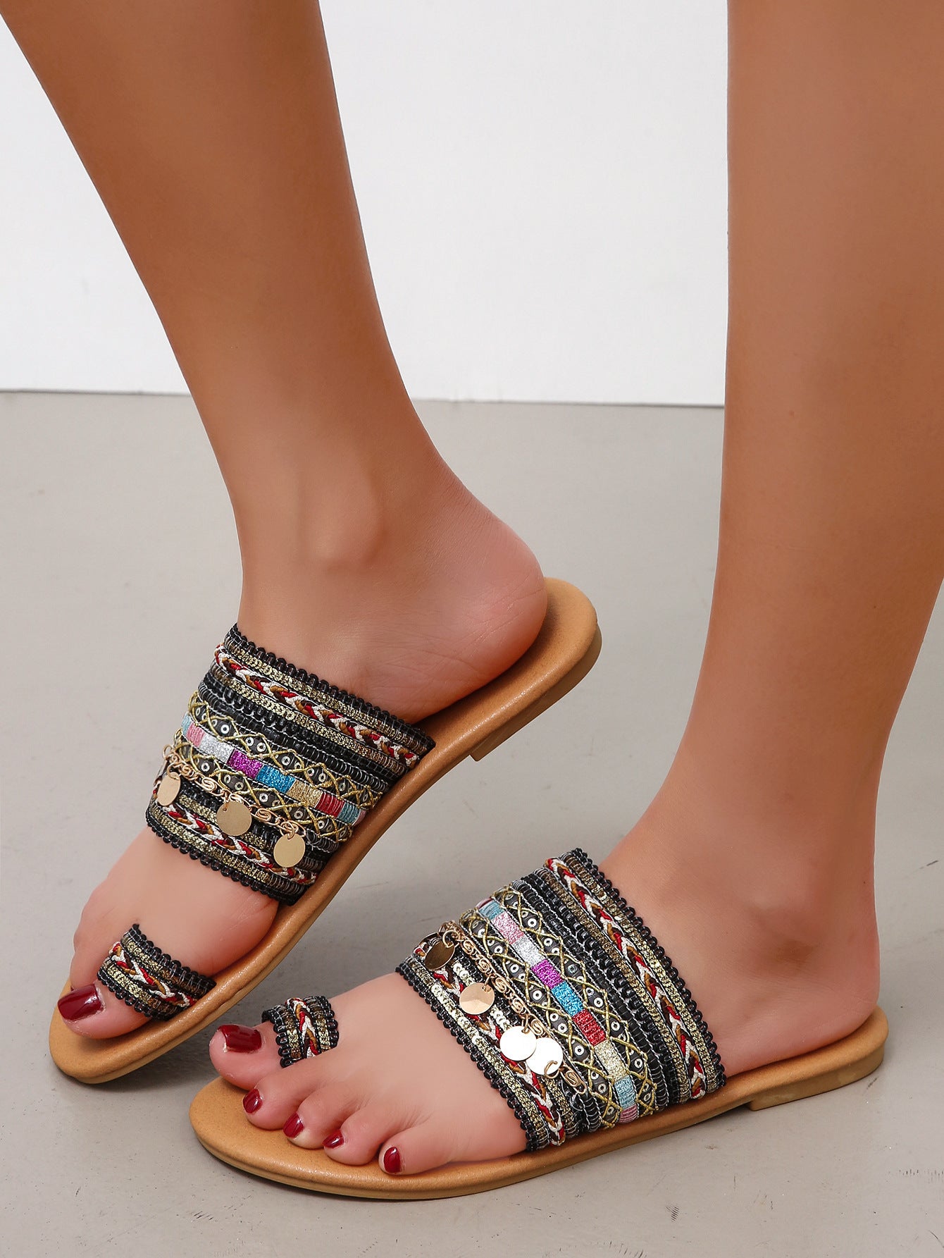 Women's Flat Sandals Bohemian Toe Covering