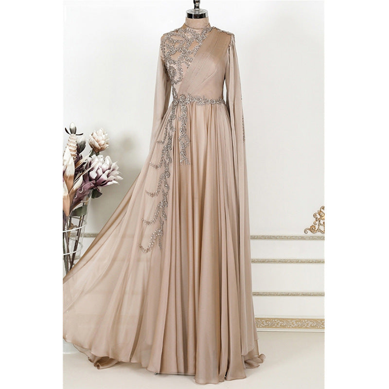 Champagne Muslim Evening Dress Formal Party