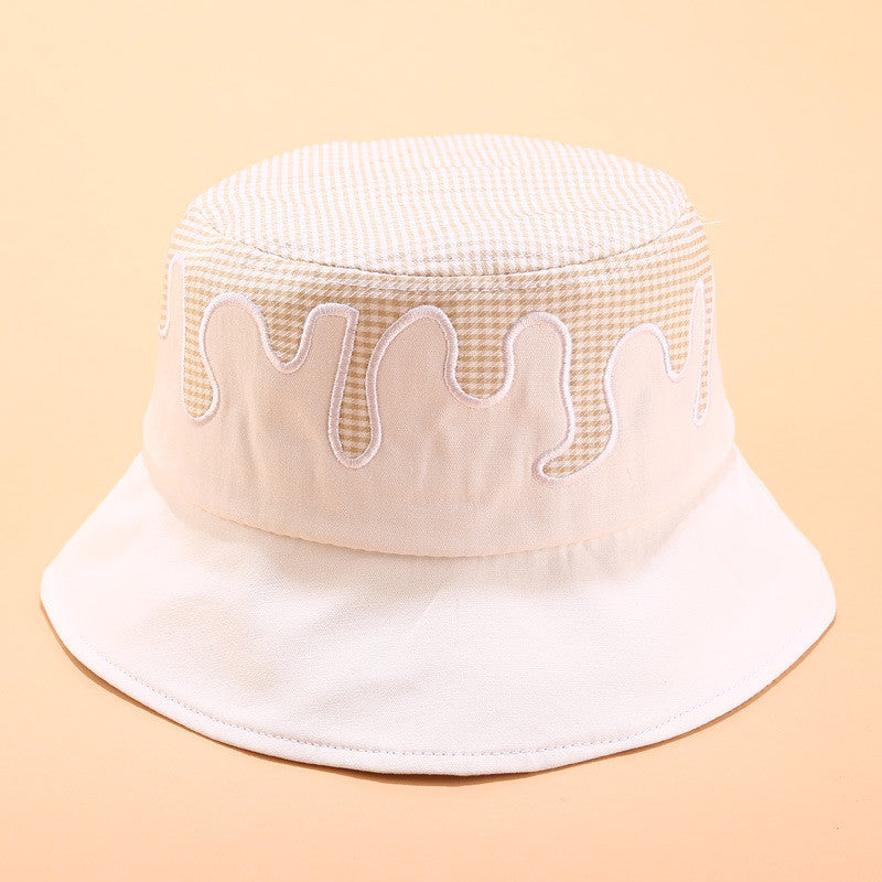 Irregular contrast color flat cloth hat