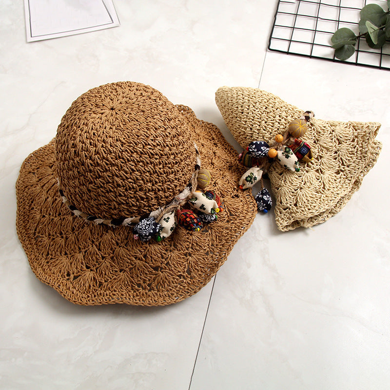 New Crochet Straw Hat Hollow Scalloped Sunshade