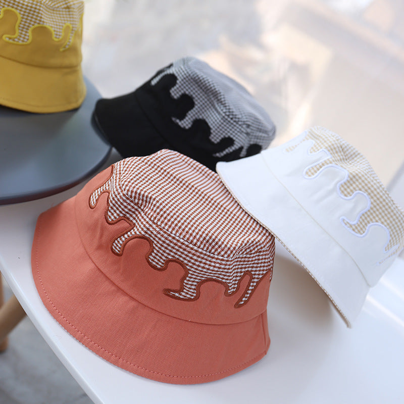 Irregular contrast color flat cloth hat