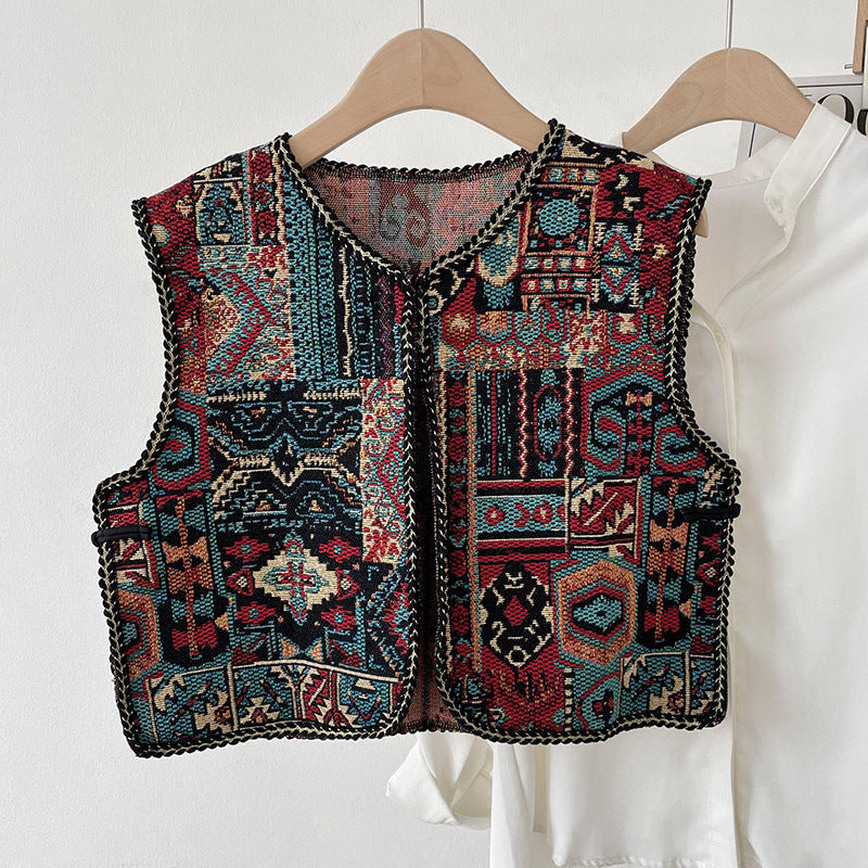 Spring And Summer New Ethnic Style Retro Small Shawl Women's Outer Vest Embroidered Vest