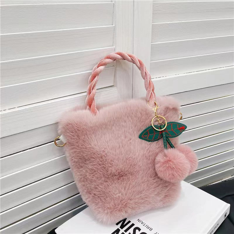 Plush Hand-carrying Bag Large Capacity Furry Shoulder Messenger Bag