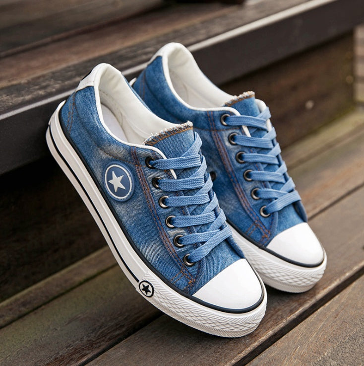 Spring new student casual washed denim canvas shoes women's shoes