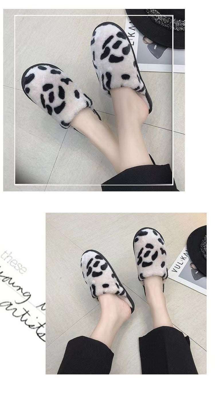 Baotou Leopard Print Fashionable Warm Cotton Slippers