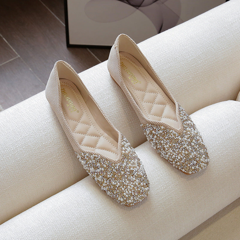 Fashion French Flat Shoes Female Square Toe