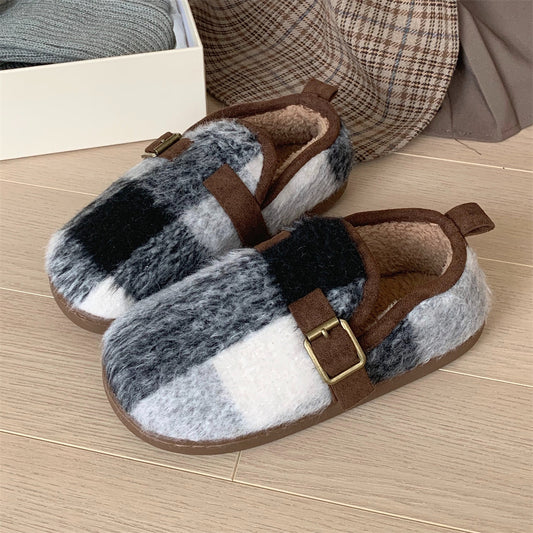 Women's Retro Plaid Cotton Slippers