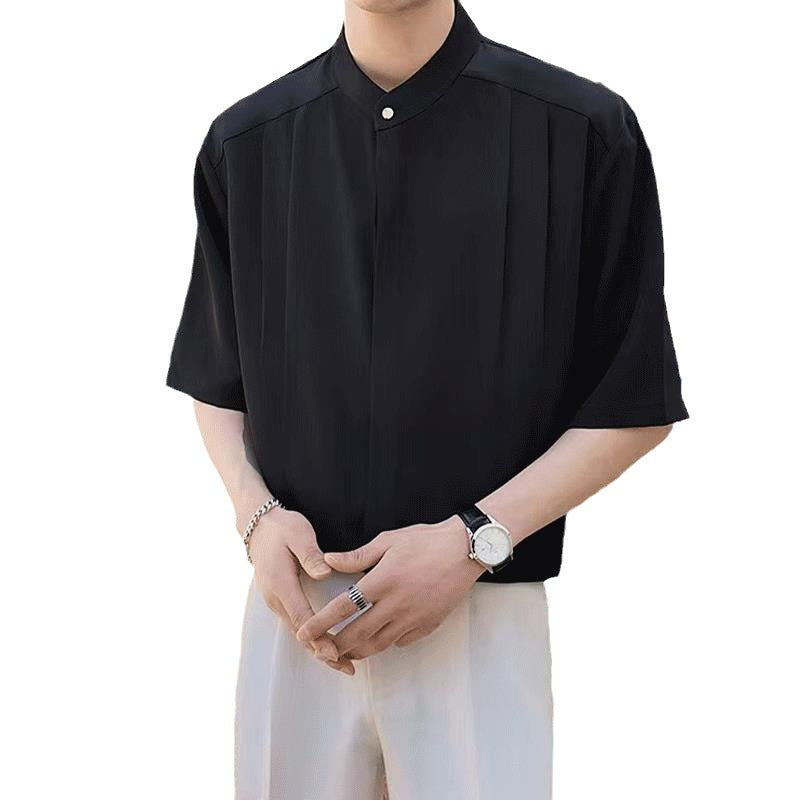 Men's Summer Stand Collar High-grade Casual Short-sleeved Shirt