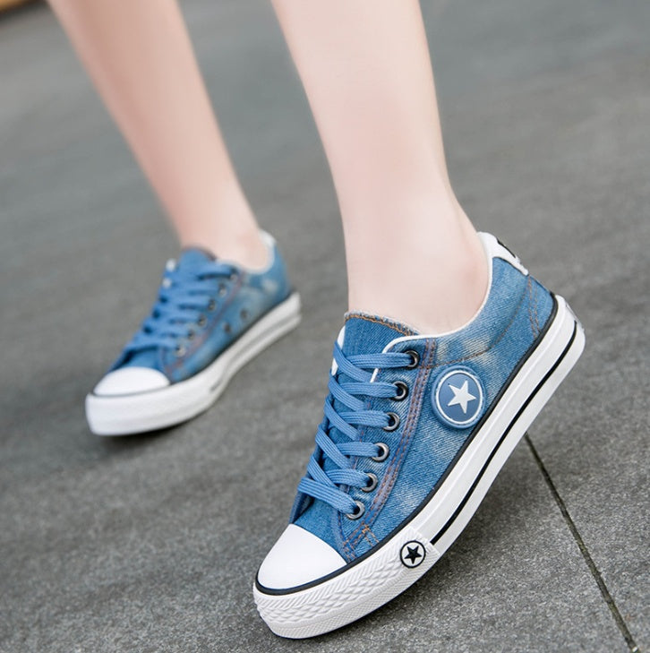 Spring new student casual washed denim canvas shoes women's shoes