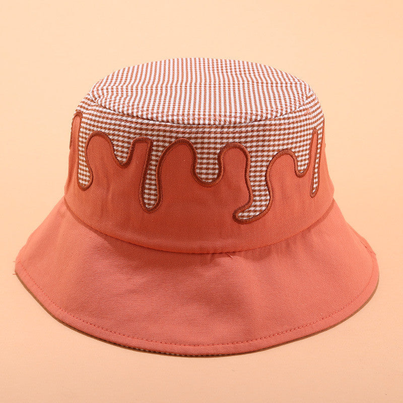 Irregular contrast color flat cloth hat