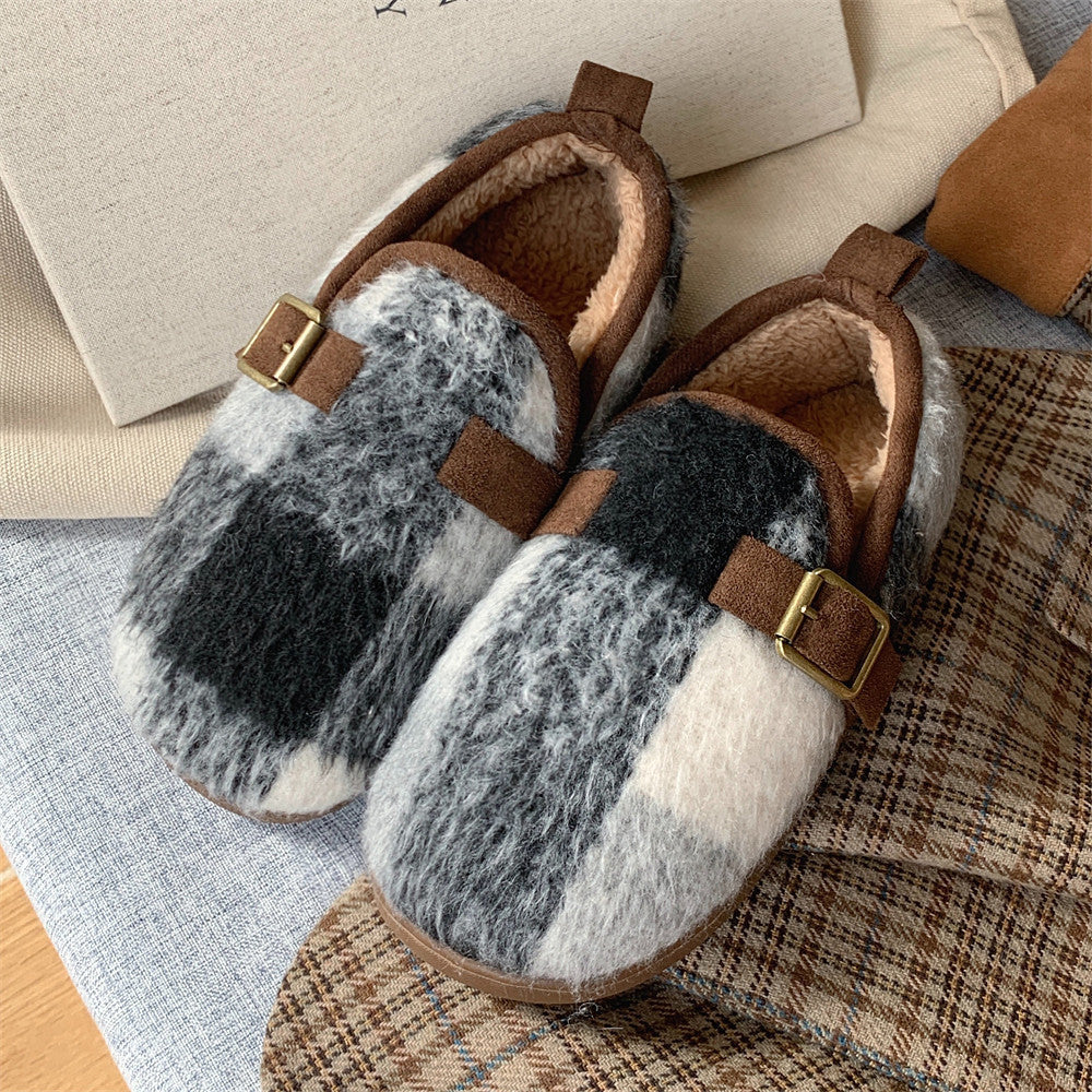 Women's Retro Plaid Cotton Slippers