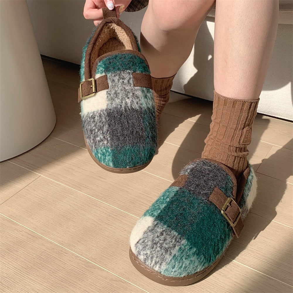 Women's Retro Plaid Cotton Slippers