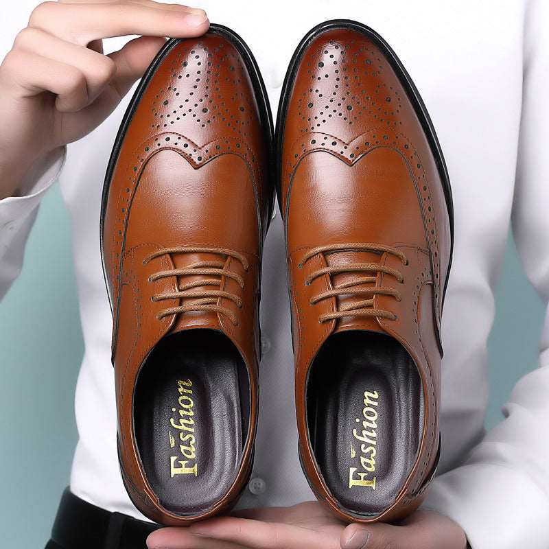 Block Carved Casual Leather Shoes For Men