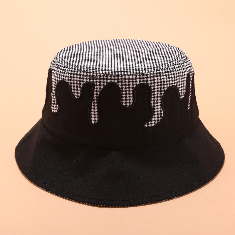 Irregular contrast color flat cloth hat