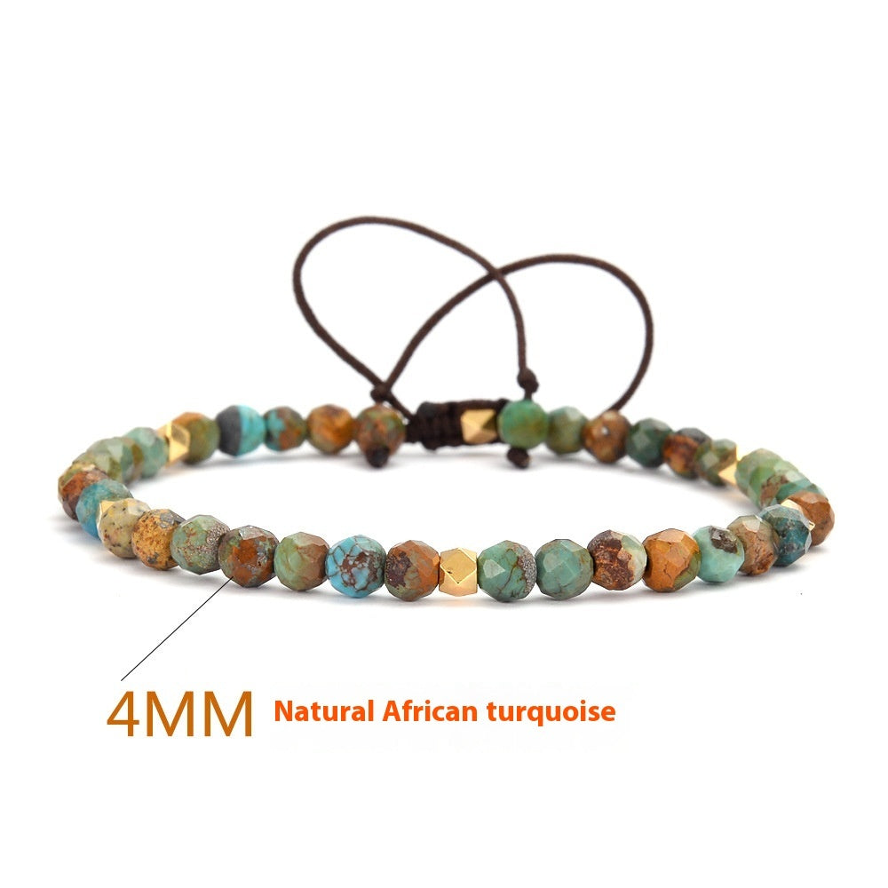 Natural African Turquoise Braided Bracelet Adjustable Bracelet