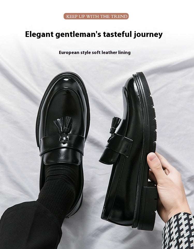 Brogue Business Casual Leather Shoes Men's Comfortable Breathable Tassel Slip-on Slip On Loafers Men