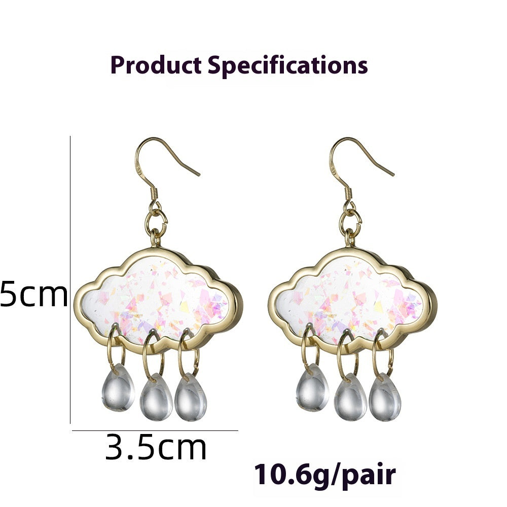 Colorful Clouds Raindrops Jewelry Earrings