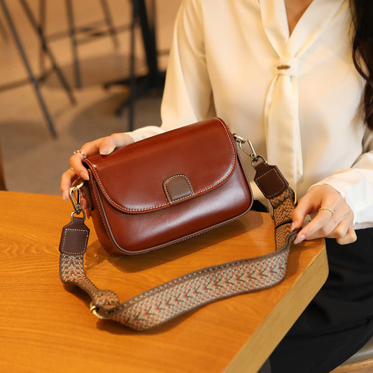 Genuine Leather Women's Bag First Layer Vegetable Tanned Portable Crossbody