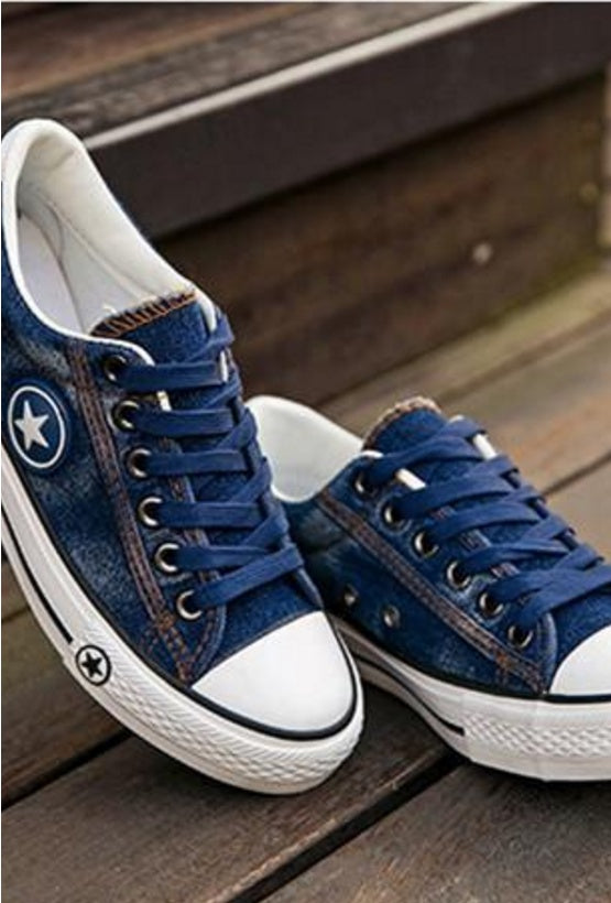 Spring new student casual washed denim canvas shoes women's shoes