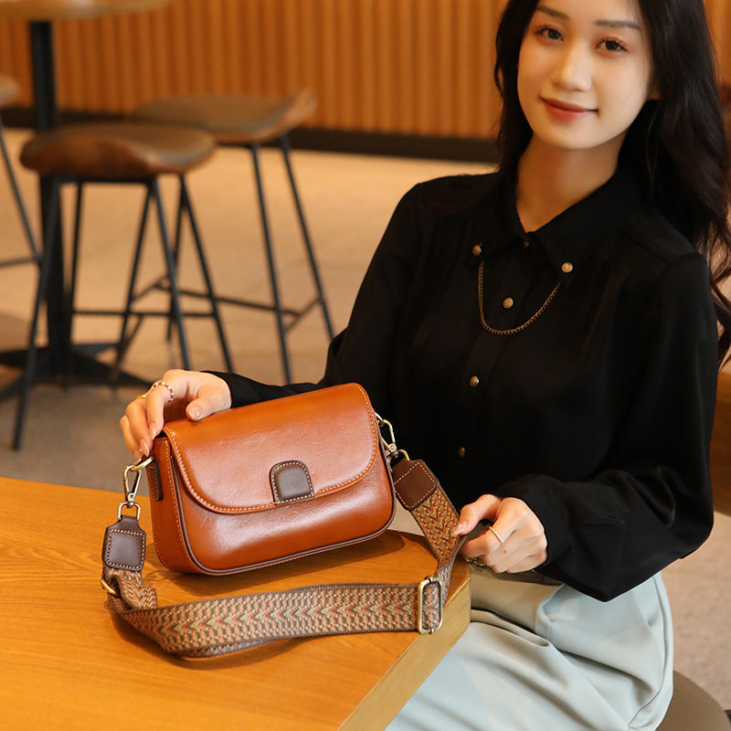 Genuine Leather Women's Bag First Layer Vegetable Tanned Portable Crossbody