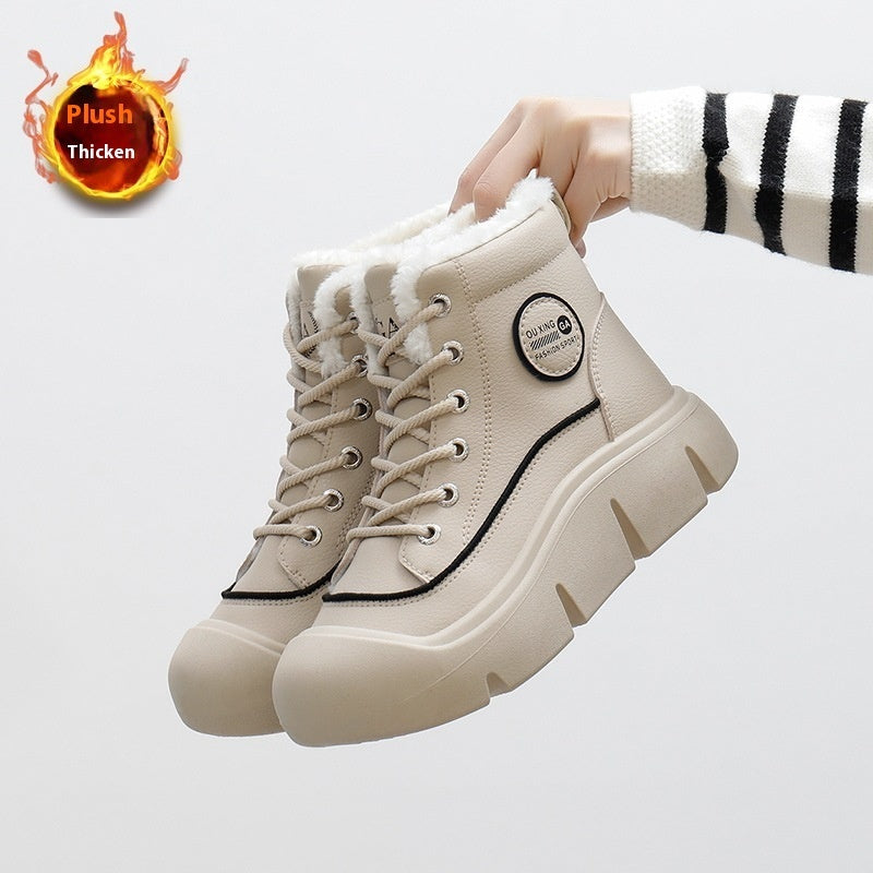 Women's High-top Velvet Warm Cotton Shoes Platform Snow Boots