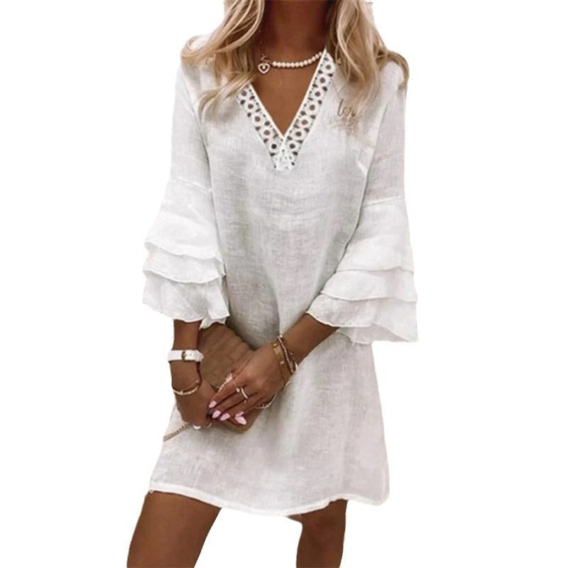 Women's Fashion Lace Cotton Linen Dress