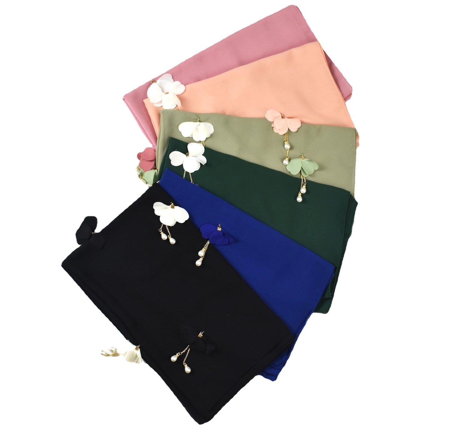 Pearl Chiffon Female Hijab Flower Hui Gauze Scarf