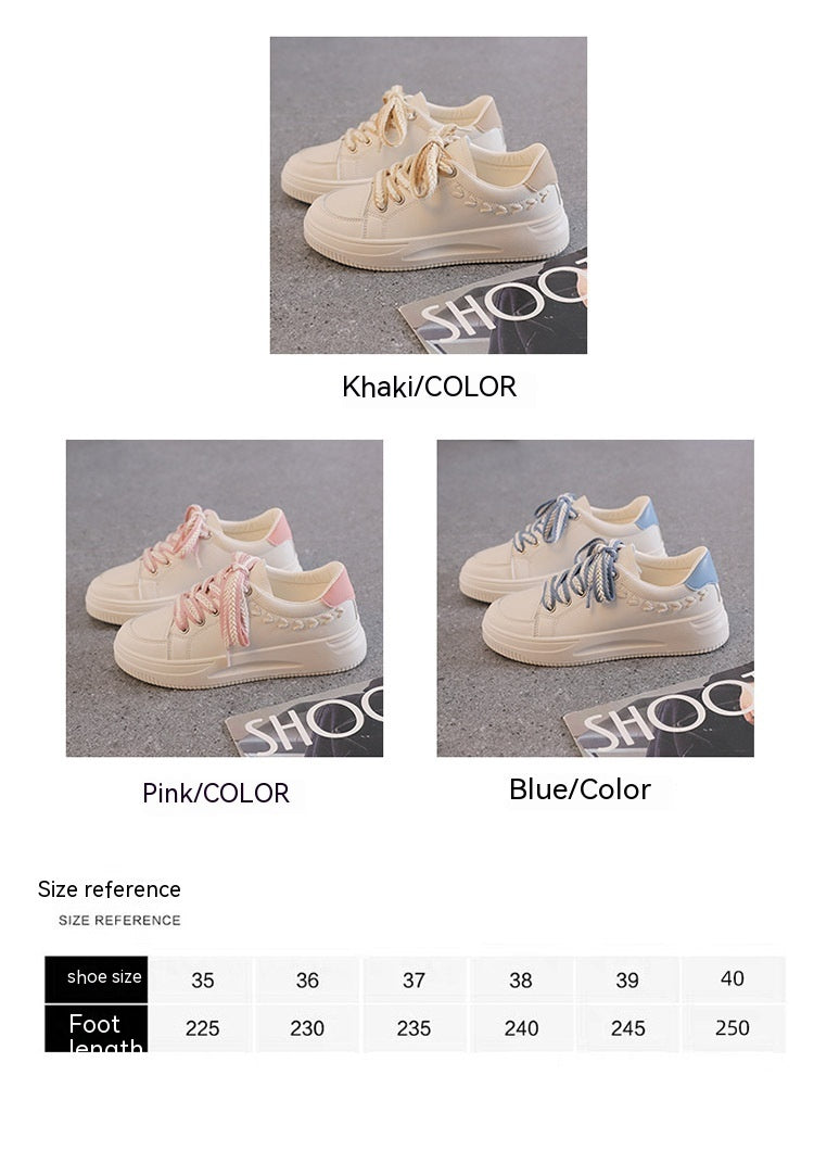 Student Versatile Casual Leather Women's Sports Platform Sneakers