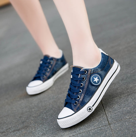 Spring new student casual washed denim canvas shoes women's shoes