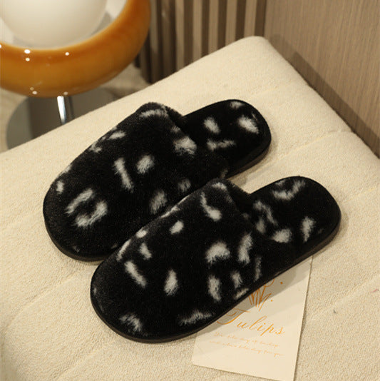 Baotou Leopard Print Fashionable Warm Cotton Slippers