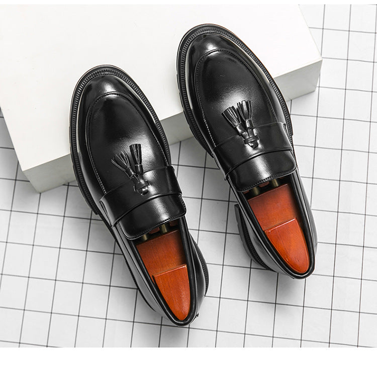 Brogue Business Casual Leather Shoes Men's Comfortable Breathable Tassel Slip-on Slip On Loafers Men