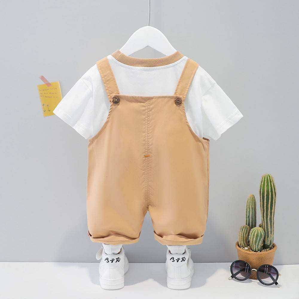 Children's Clothing Men And Women Baby Summer Cartoon Short-sleeved Overalls