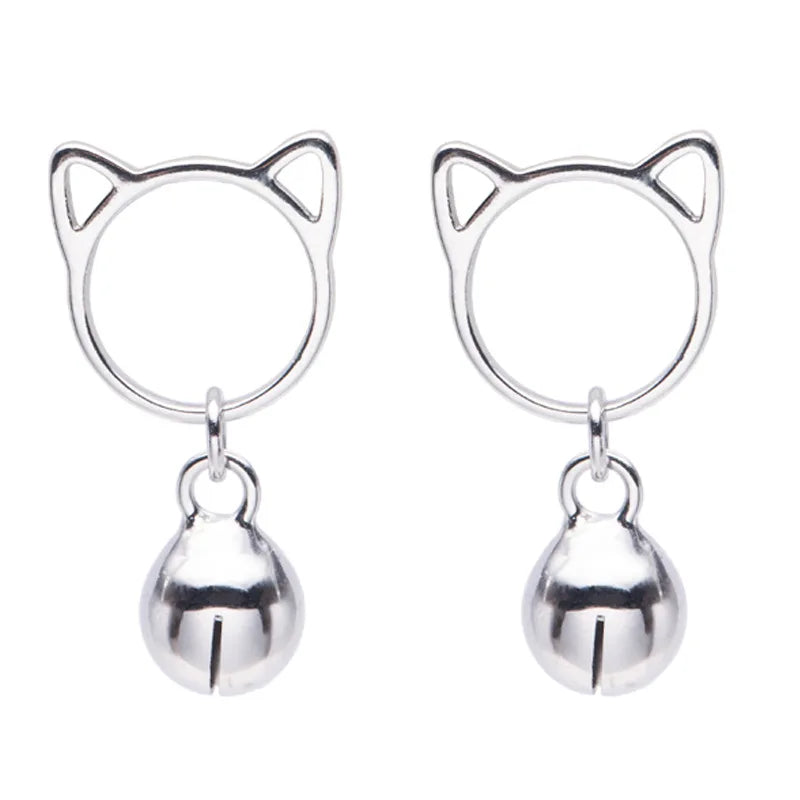 REETI 925 Sterling Silver Bell Cat Earrings for Women Girls Gift Hot Fashion sterling-silver-jewelry Stud Earrings