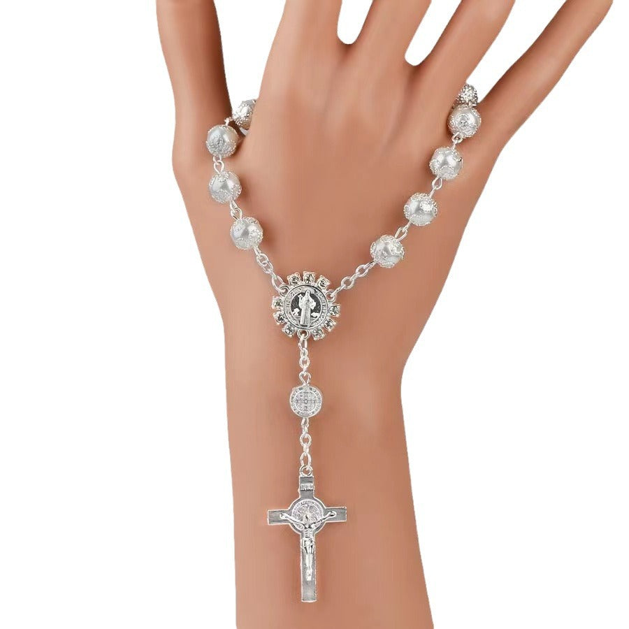 Beads Artificial Glass Pearl Cross Bracelet