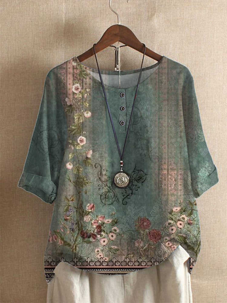 Women's Loose Fashion Loose Digital Printing Casual Top