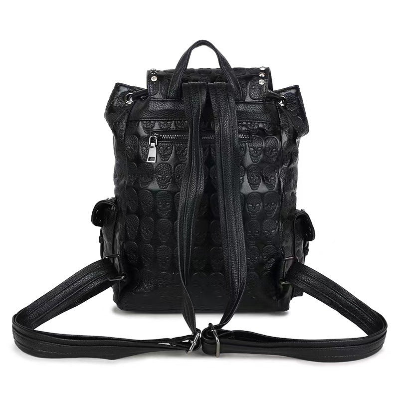 Fashion Skull Rivets With Diamonds Leather Backpack