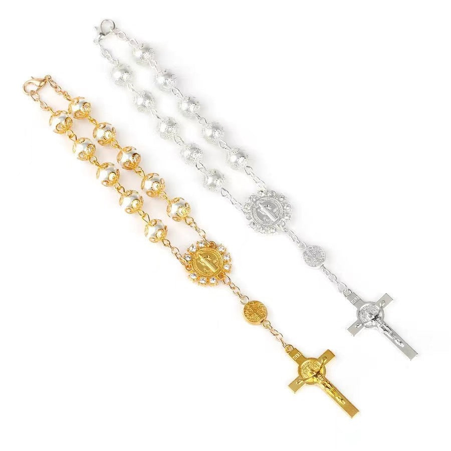 Beads Artificial Glass Pearl Cross Bracelet