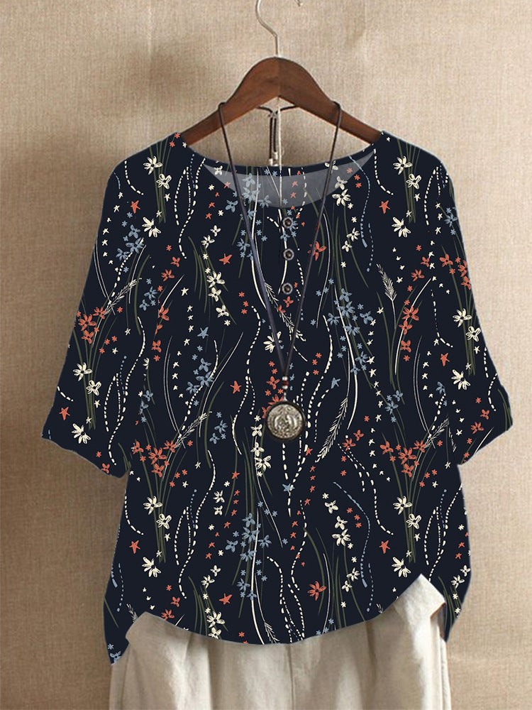 Women's Loose Fashion Loose Digital Printing Casual Top