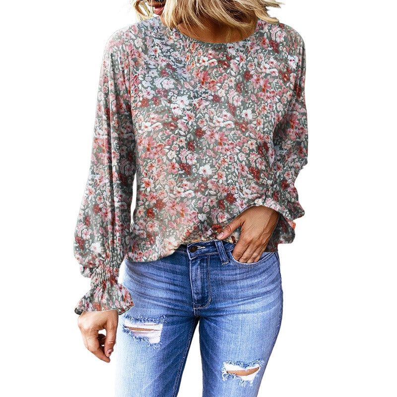 Floral Female Bishop Sleeves Top