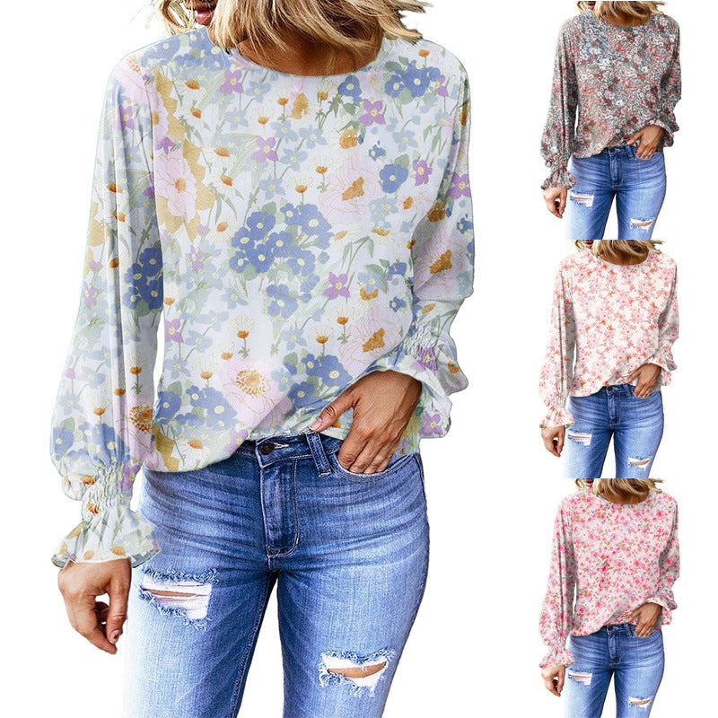 Floral Female Bishop Sleeves Top