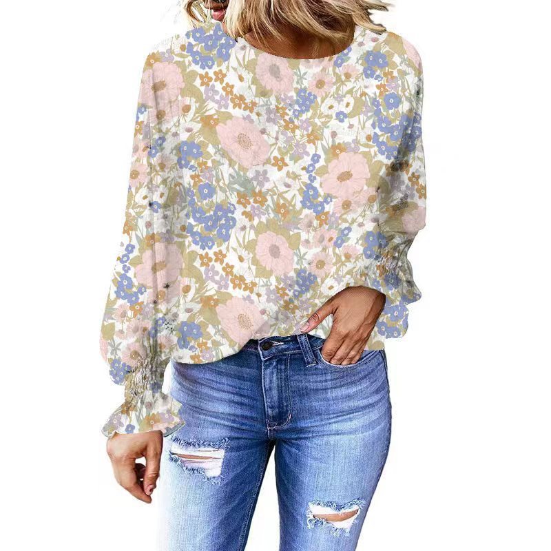 Floral Female Bishop Sleeves Top