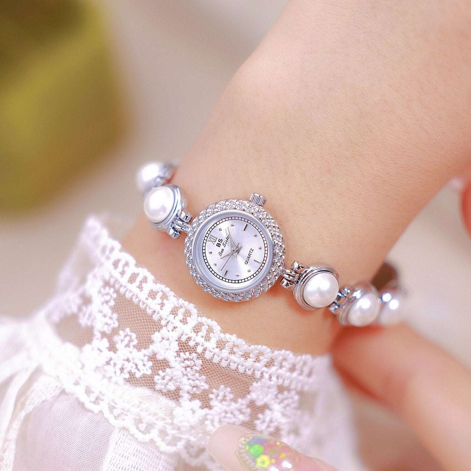 BS New Light Luxury Pearl Bracelet Women's Watch