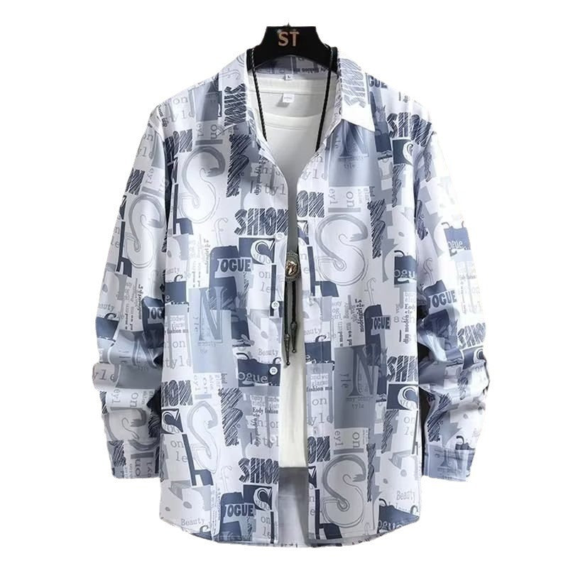 Hong Kong Style Stitching Contrast Color Shirt For Men