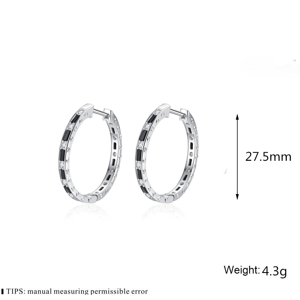 Fashion Simple Black Women's Zircon Earrings