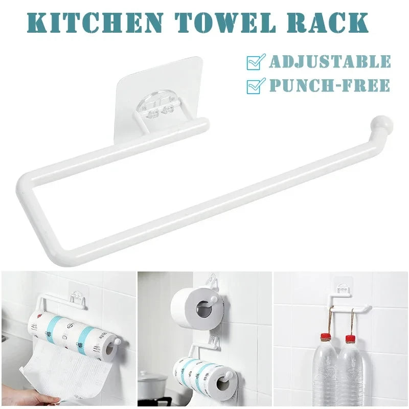 Kitchen Tissue Holder Hanging Toilet Roll Paper Holder Towel Rack Kitchen Bathroom Cabinet Door Hook Holder Organizer