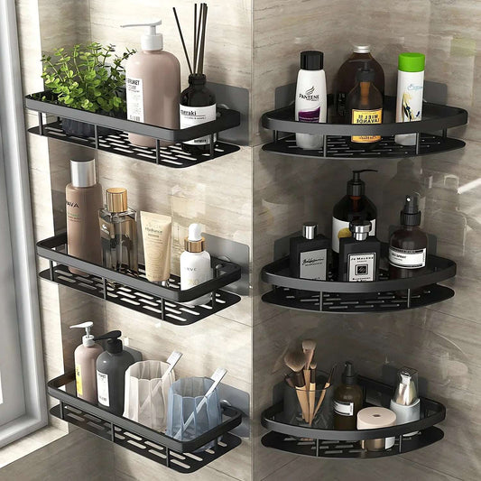 Bathroom Shelf Kitchen Storage Organizer Aluminum Alloy Shampoo Rack Shower Shelf Bathroom Accessories No Drill Shelf