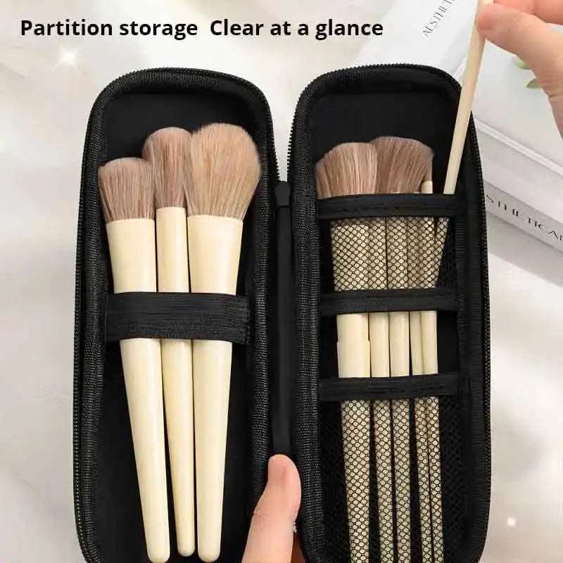 2pcs Black Small+Large Cosmetic Storage Bags Waterproof Double Zipper Makeup Brushes Case Women Bag Portable Travel Brush Holder